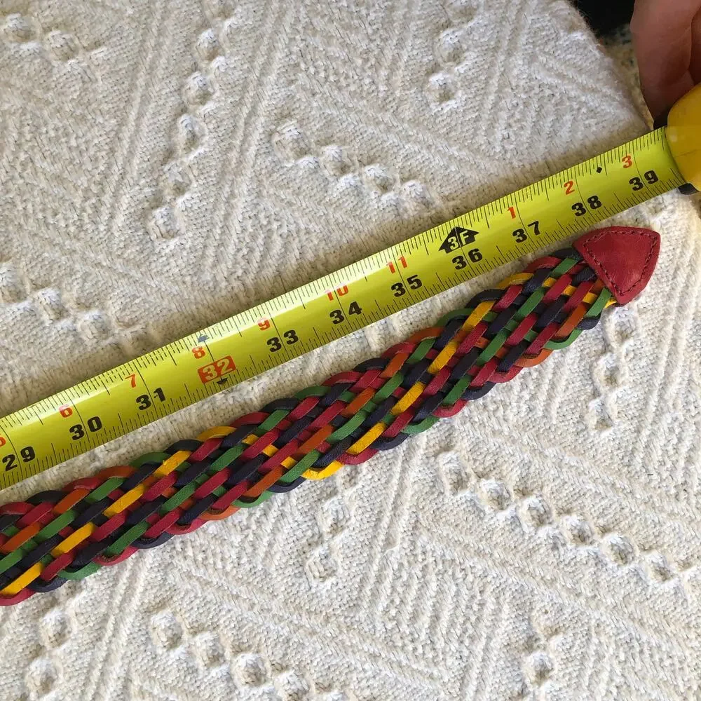 Y2K Rainbow Woven Leather Belt M/L 39